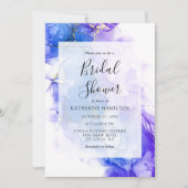 Blue Alcohol Ink Winter Gold Brautparty Einladung (Vorderseite)