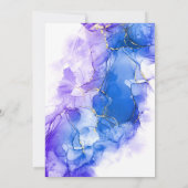 Blue Alcohol Ink Winter Gold Brautparty Einladung (Rückseite)