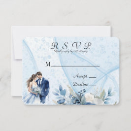 Blue Alcohol Tinte Bridge & Groom Wedding RSVP Car Save The Date