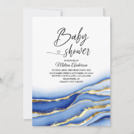 Blue Alcohol Tinte Textur Aquarell Babydusche Einladung