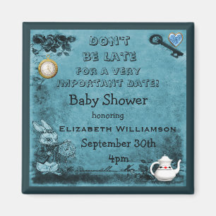 Blue Alice im Wunderland Save the Date Baby Dusche Magnet