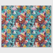 Blue Alice Tee Party Theme Geschenkpapier (Flach)