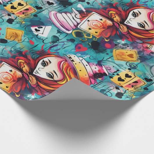 Blue Alice Tee Party Theme Geschenkpapier (Ecke)