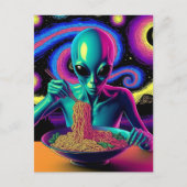 Blue Alien Eating Noodles  Postkarte (Vorderseite)