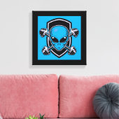 Blue Alien Gym Stretched Canvas Print Leinwanddruck (Insitu (Wohnzimmer))