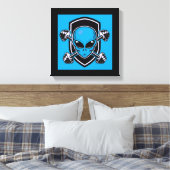 Blue Alien Gym Stretched Canvas Print Leinwanddruck (Insitu (Schlafzimmer))