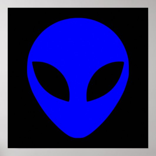 Blue Alien Head Poster (Vorne)