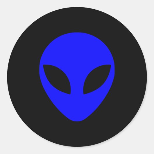 Blue Alien Head Runder Aufkleber (Vorderseite)