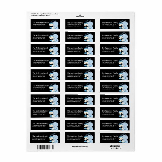 Blue Alien Outer Space Fun Address Labels d1 (Vorne)