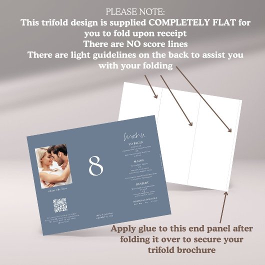 Blue All in 1 Foto Wedelmenü Tabelle No Trifold
