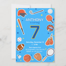 Blue All-Star Sport Geburtstagsbash Einladung