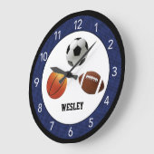 Blue All Star Sports Kid's Custom Große Wanduhr (Winkel)