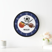 Blue All Star Sports Kid's Custom Große Wanduhr (Zuhause)