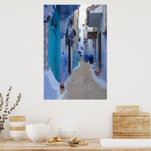 Blue Alley in Chefchaouen, Marokko Poster (Küche)