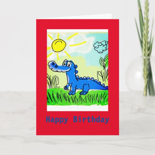 Blue Alligator Kinder, 5" x 7" Faltkarte für den G Karte (Vorderseite)