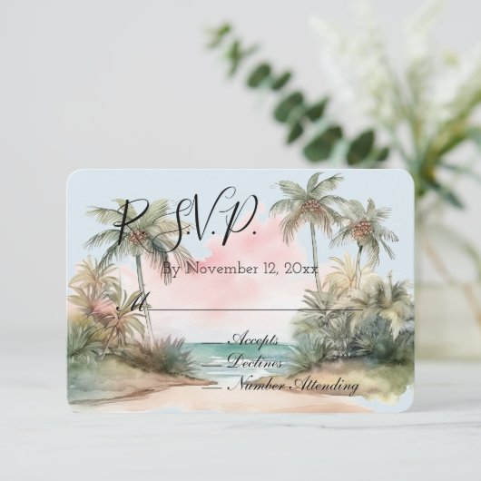 Blue Aloha Beach Ocean Palm Tree Tropical UAWG Begleitkarte (Stehend Vorderseite)