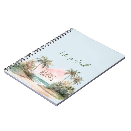 Blue Aloha Tropical Beach Palm Trees Notizblock (Linke Seite)