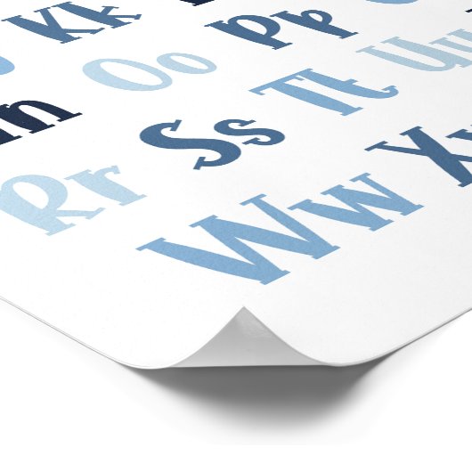Blue Alphabet Kinderzimmer Poster (Ecke)