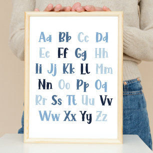 Blue Alphabet Kinderzimmer Poster