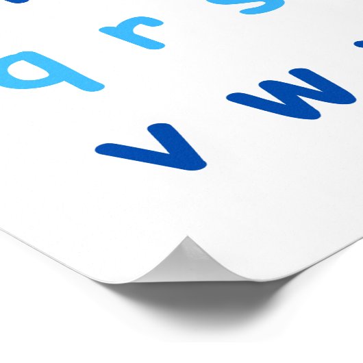 Blue Alphabet Lowercase Briefe Lehrerin Kinderzimm Poster (Ecke)