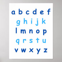 Blue Alphabet Lowercase Briefe Lehrerin Kinderzimm