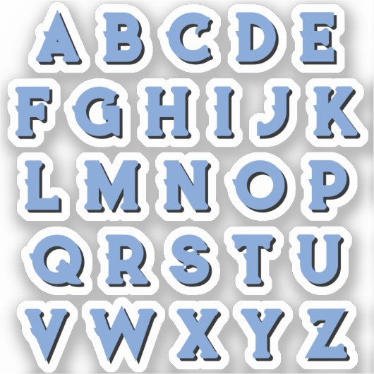 Blue Alphabet Set Ober Case Letters ausschneiden Aufkleber (Vorderseite)