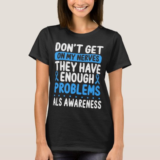 Blue ALS Ribbon Warrior Suvrivor ALS Awareness T-Shirt (Vorderseite)