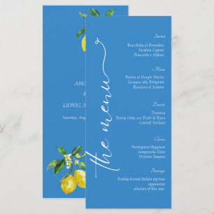 Blue Amalfi Coast Lemon Italien Hochzeit Menükarte