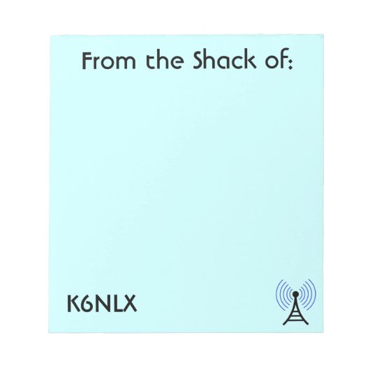 Blue Amateur Radio Call Sign Notepad Notizblock (Vorderseite)