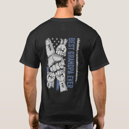 Blue American Flag Best Opa jemals T-Shirt (Rückseite)