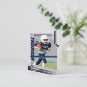 Blue American Football Trading Card for Kids Telefonnummerkarte (Stehend Vorderseite)