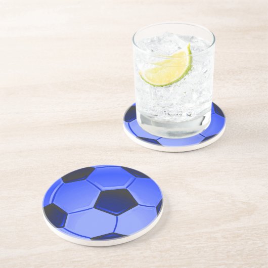 Blue American Soccer oder Association Football Getränkeuntersetzer (Seite)