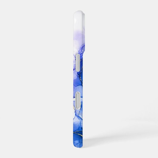 Blue Amethyst Gold Alkoholtink individuell anpassb iPhone 16 Hülle (Rechte Seite)