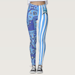 Blue Amoeba & Stripe Leggings