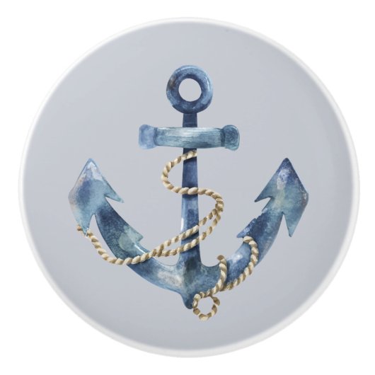 Blue Anchor and Rope on Gray Keramikknauf (Vorderseite)