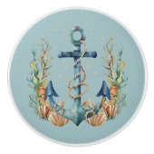 Blue Anchor and Seashells on Turnquoise Keramikknauf (Vorderseite)