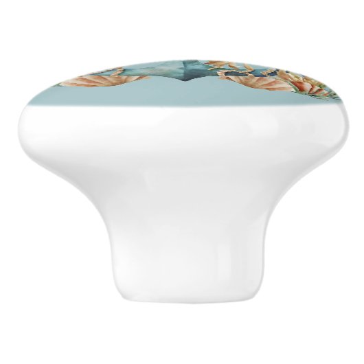 Blue Anchor and Seashells on Turnquoise Keramikknauf (Seitenansicht)