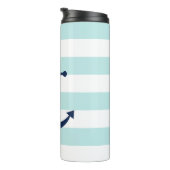 Blue Anchor auf hellblauen Streifen Thermosbecher (Nach rechts gedreht)