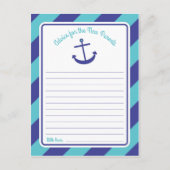 Blue Anchor Baby Dusche Worte des Ratschlags Hinweiskarte (Vorderseite)