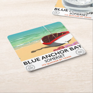Blue Anchor Bay Somerset Reiseplakat Rechteckiger Pappuntersetzer