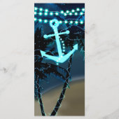 Blue Anchor Beach String Lights Hochzeitmenü Menükarte (Rückseite)
