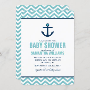 Blue Anchor Boy Baby Dusche Einladung