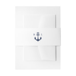 Blue Anchor Classic Nautical MONOGRAM Wedding Einladungsbanderole