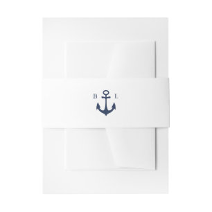 Blue Anchor Classic Nautical MONOGRAM Wedding Einladungsbanderole
