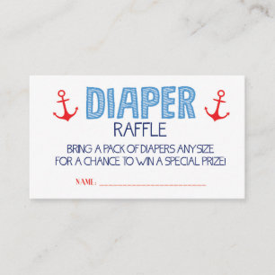 Blue Anchor Diaper Raffle Ticket Begleitkarte