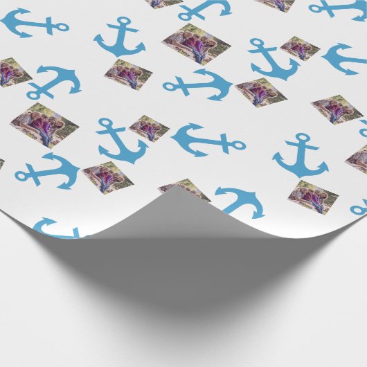 Blue Anchor & Foto Image Geschenkpapier (Ecke)