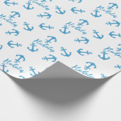 Blue Anchor & Individuelle Name Geschenkpapier (Ecke)