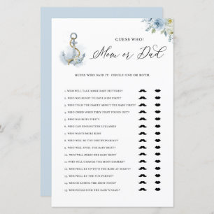 Blue Anchor Mama oder Vater Baby Showgame Card