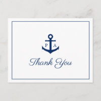 Blue Anchor Monogram Nautical Wedding Danke