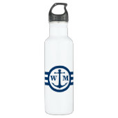 Blue Anchor Monogramm Wasser Flasche Trinkflasche (Vorderseite)